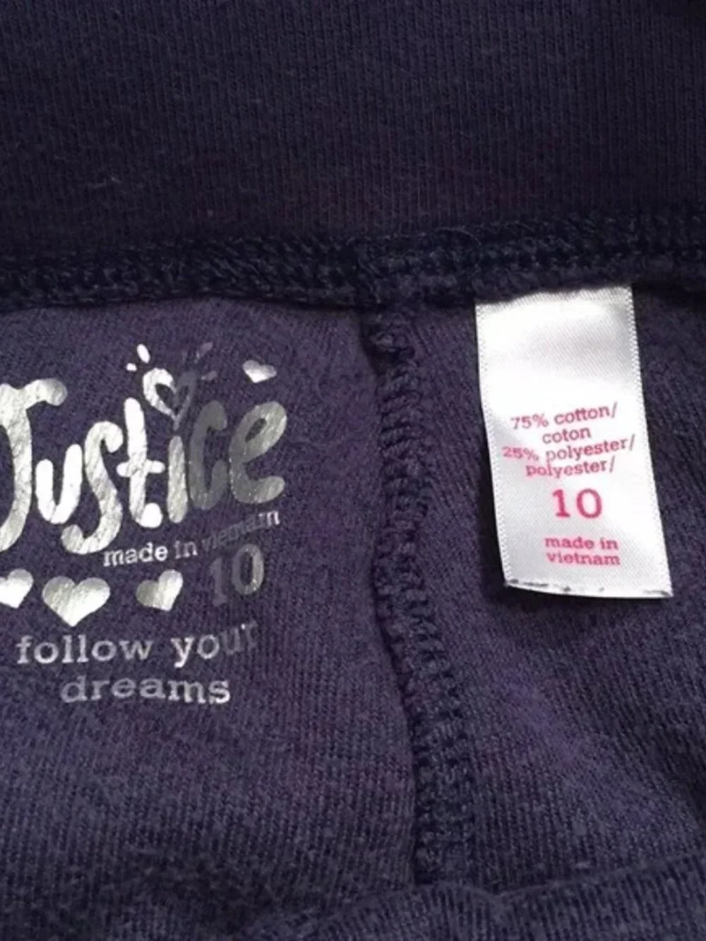 Justice navy blue velour glitter LOVE graphic sweatsuit pants